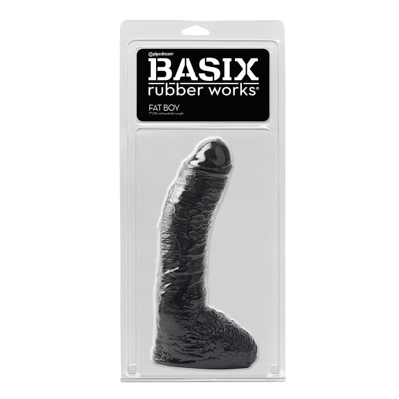 Basix Rubber Works Fat Boy 10 in. Dildo With Balls Black