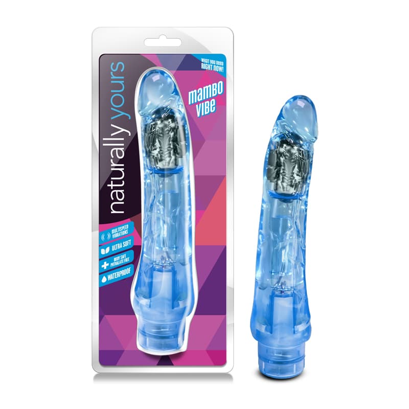 Naturally Yours Mambo Vibe Realistic 9 in. Vibrating Dildo Blue