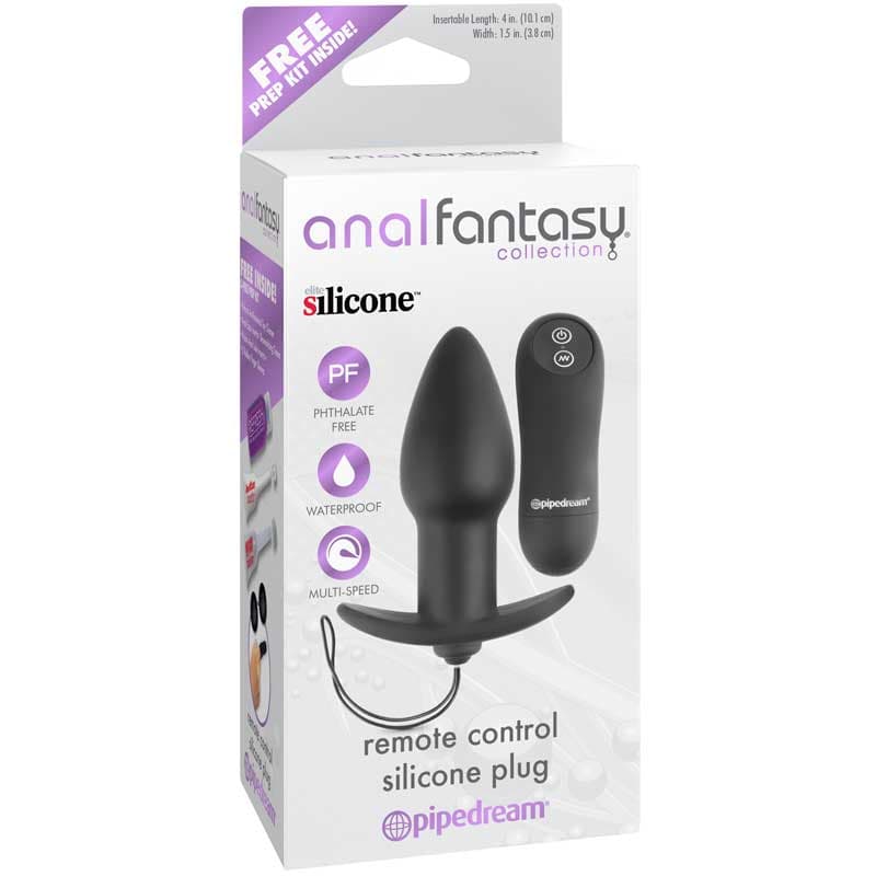 Anal Fantasy Collection Vibrating Remote Control Silicone Plug Black