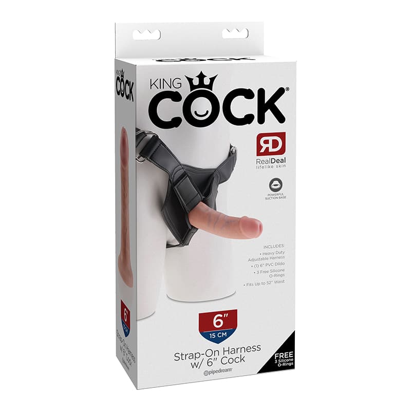 King Cock Strap-On Harness With 6 in. Cock Beige