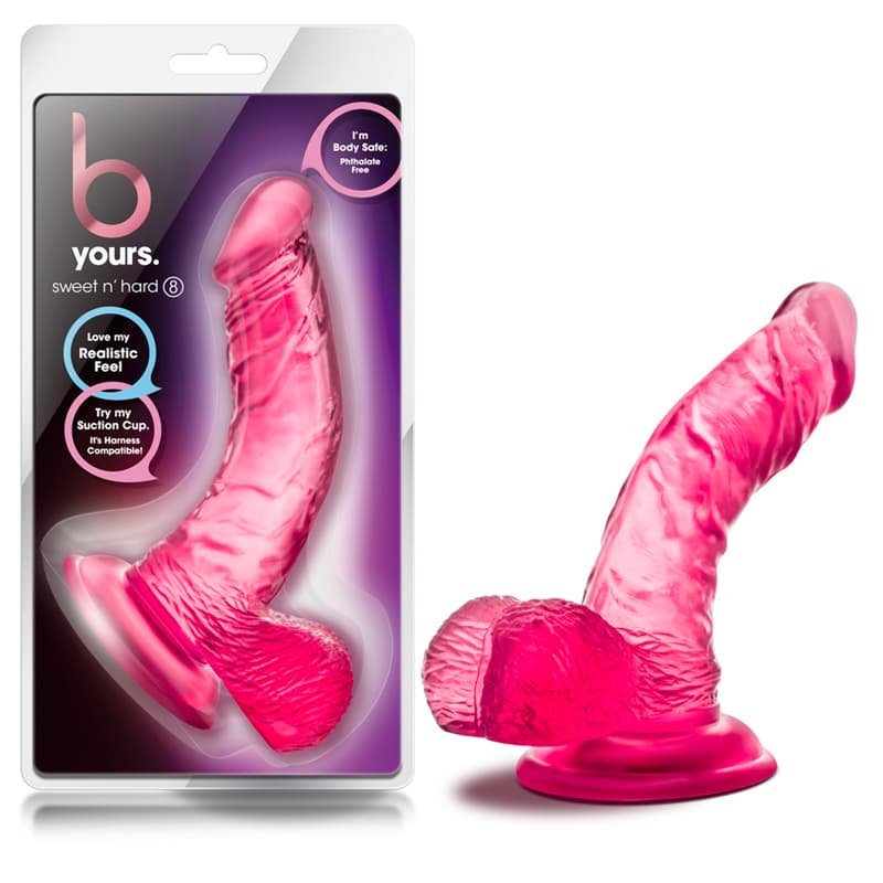 B Yours Sweet 'n Hard 8 Realistic 6.5 in. Dildo with Balls Pink