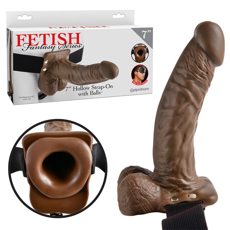 Fetish Fantasy Series 7 in. Hollow Strap-On with Balls Brown/Black