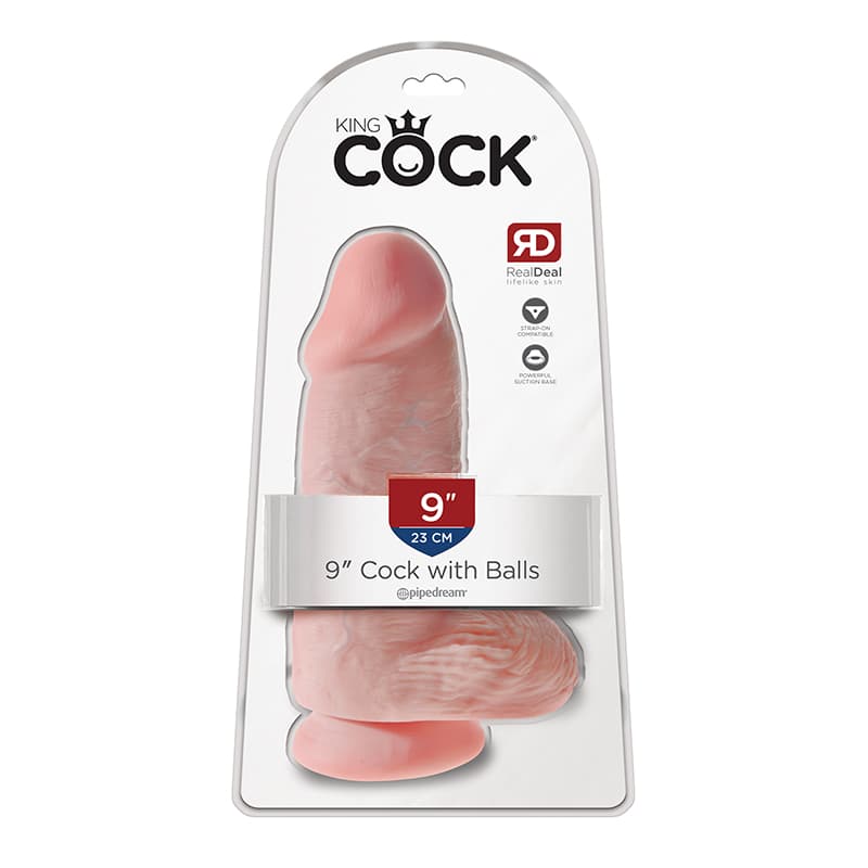 King Cock Chubby 9 in. Cock With Balls Realistic Suction Cup Dildo Beige