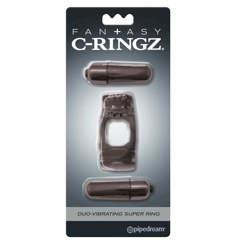 Fantasy C-Ringz Duo-Vibrating Super Ring With Dual Bullets Black