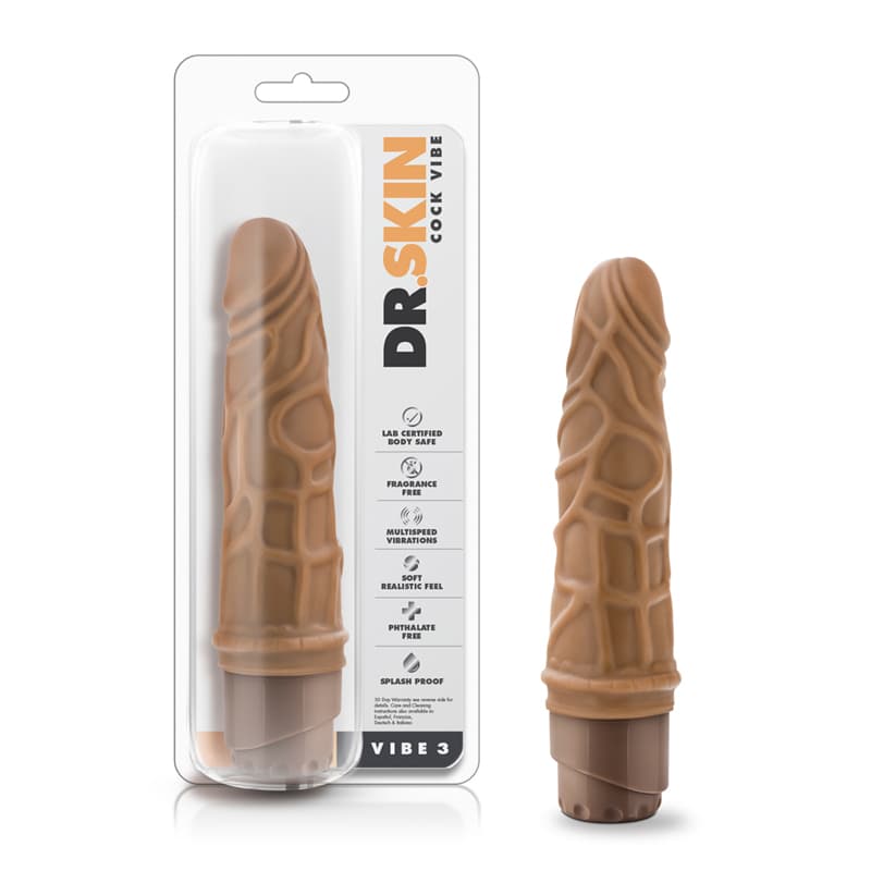 Dr. Skin Cock Vibe 3 Realistic 7.25 in. Vibrating Dildo Tan