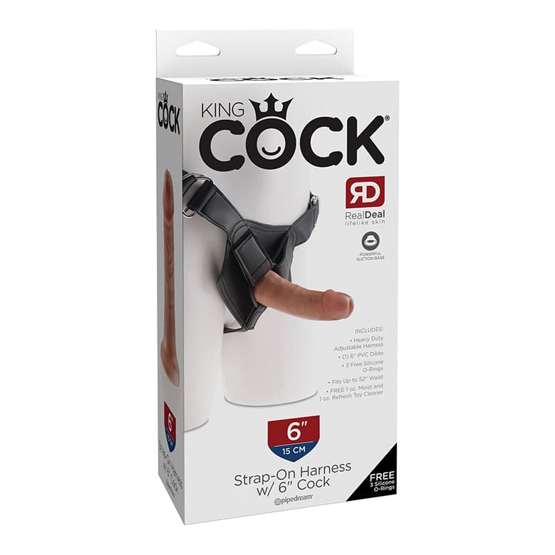 King Cock Strap-on Harness With 6 in. Cock Tan