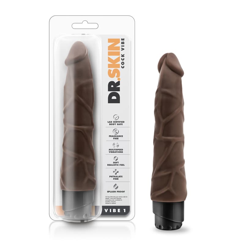 Dr. Skin Cock Vibe 1 Realistic 9 in. Vibrating Dildo Brown