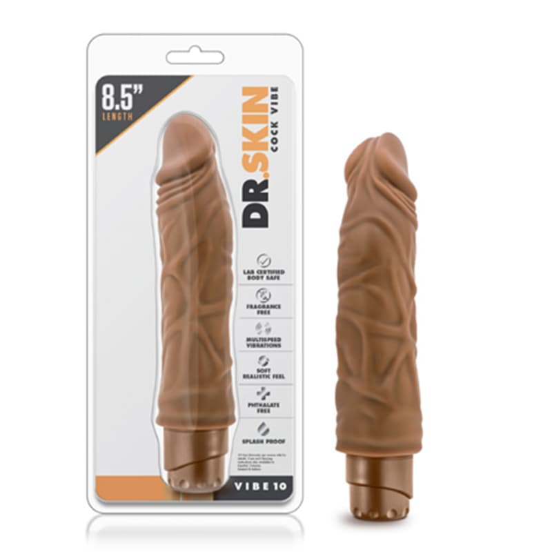 Dr. Skin Cock Vibe 10 Realistic 8.5 in. Vibrating Dildo Tan