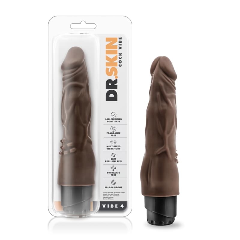 Dr. Skin Cock Vibe 4 Realistic 8 in. Vibrating Dildo Brown