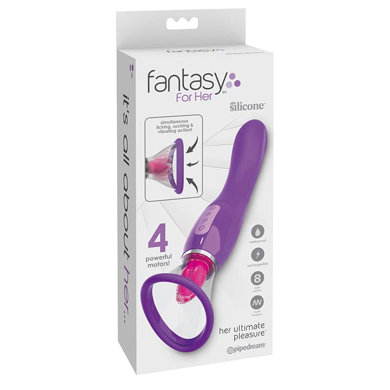 Fantasy For Her Her Ultimate Pleasure Dual-Ended Vibrator With Licking Suction Purple