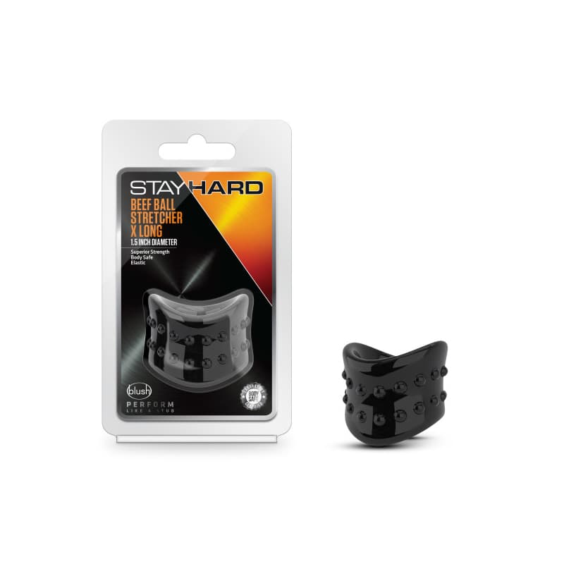 Stay Hard Beef Ball Stretcher X Long 1.5 in. Black