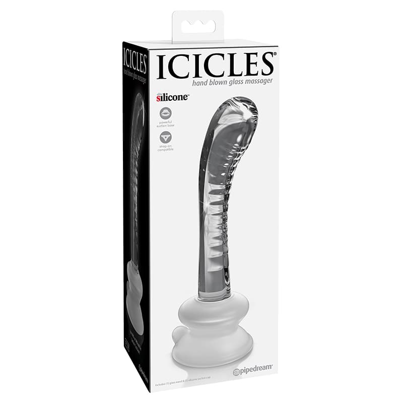 Icicles No. 88 Curved Glass G-Spot Massager With Suction Cup Clear