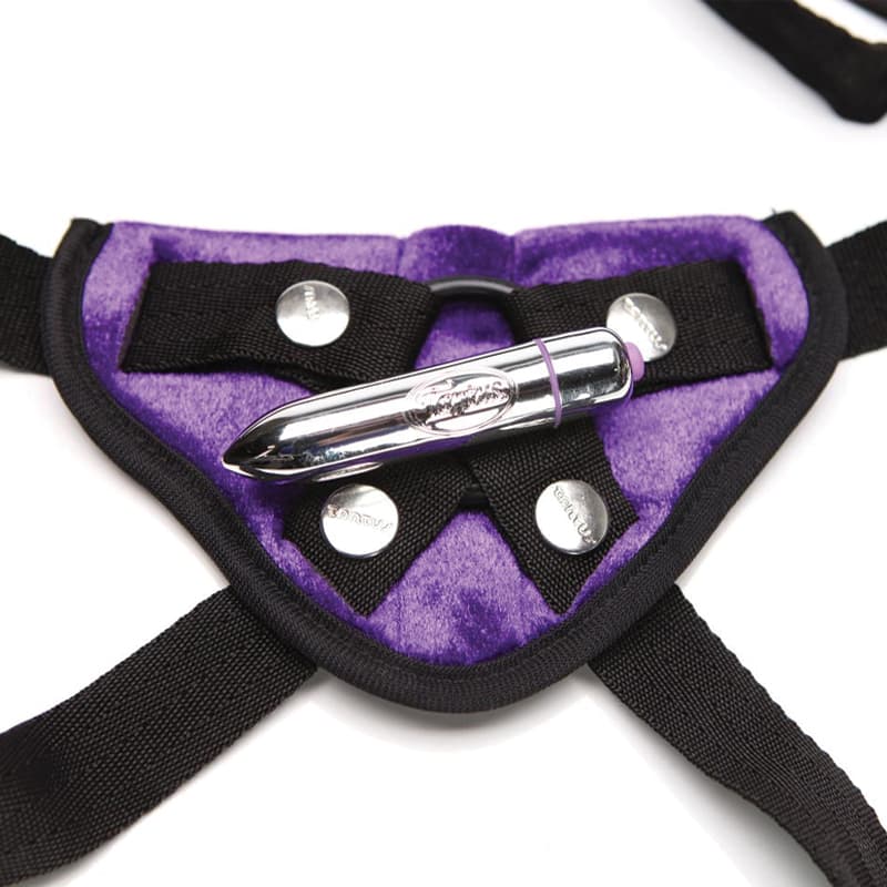 Tantus Velvet Vibrating Strap-On Harness Lilac