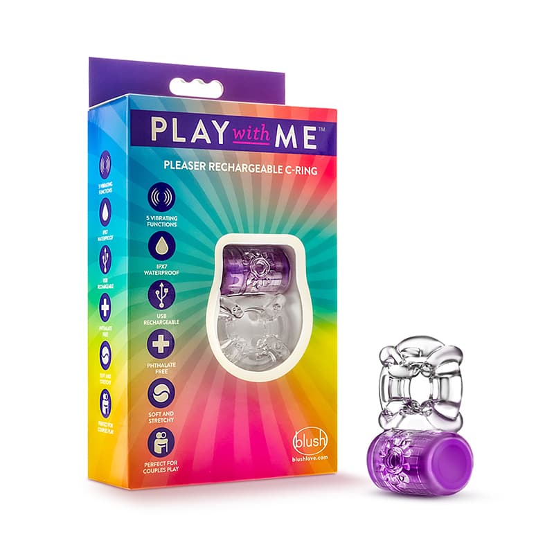 Play with Me Pleaser Rechargeable Vibrating C-Ring Purple