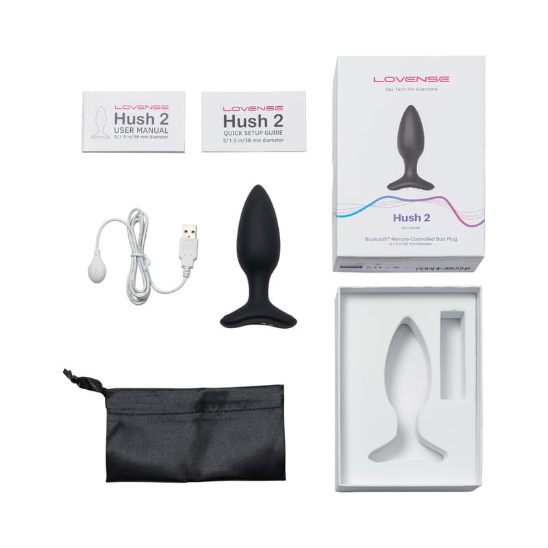 Lovense Hush 2 Bluetooth Remote-Controlled Vibrating Butt Plug Small 1.5 in.
