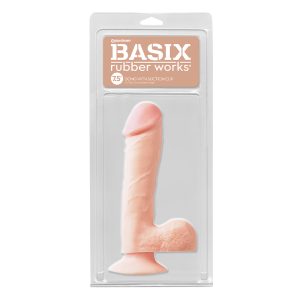 Basix Rubber Works 7.5 in. Dong With Balls & Suction Cup Beige