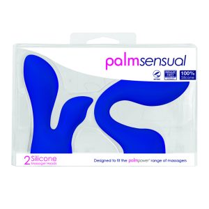 PalmPower PalmSensual Attachments 2-Piece Silicone Massager Heads Blue